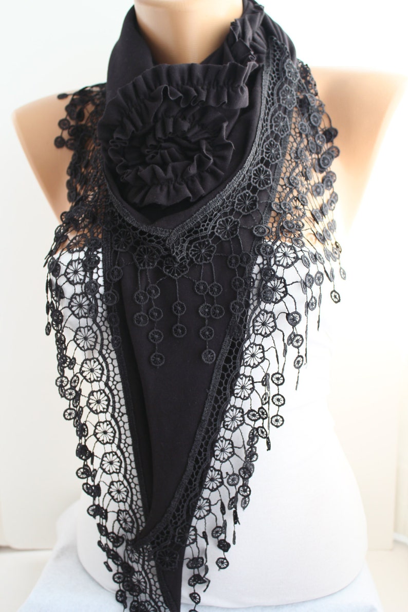 Black Rose Shawl Scarf Jersey Scarf Headband Cowl Scarf With Etsy