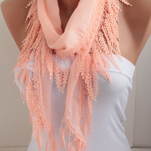 Salmon Spring Summer Coral Scarf Lace Scarf Cotton Scarf Cotton Scarf Fashion Women Accessories Mother's Day Gift For Her for Mom DIDUCI image 3