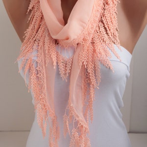 Salmon Spring Summer Coral Scarf Lace Scarf Cotton Scarf Cotton Scarf Fashion Women Accessories Mother's Day Gift For Her for Mom DIDUCI image 2