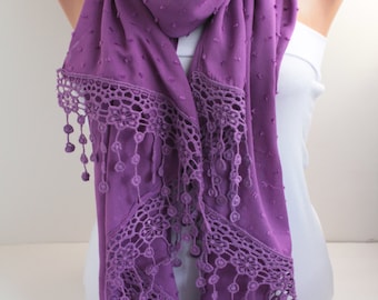 Women's Scarf Long Purple Scarf Oversized Lace Scarf Purple Scarf Spring Summer Scarf Shawl Wrap Fashion Women Accessories Christmas Gift