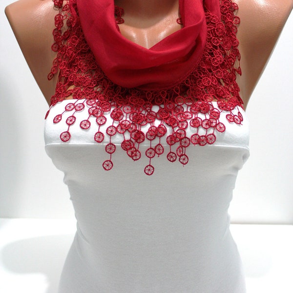 Red Cotton Shawl/Scarf-