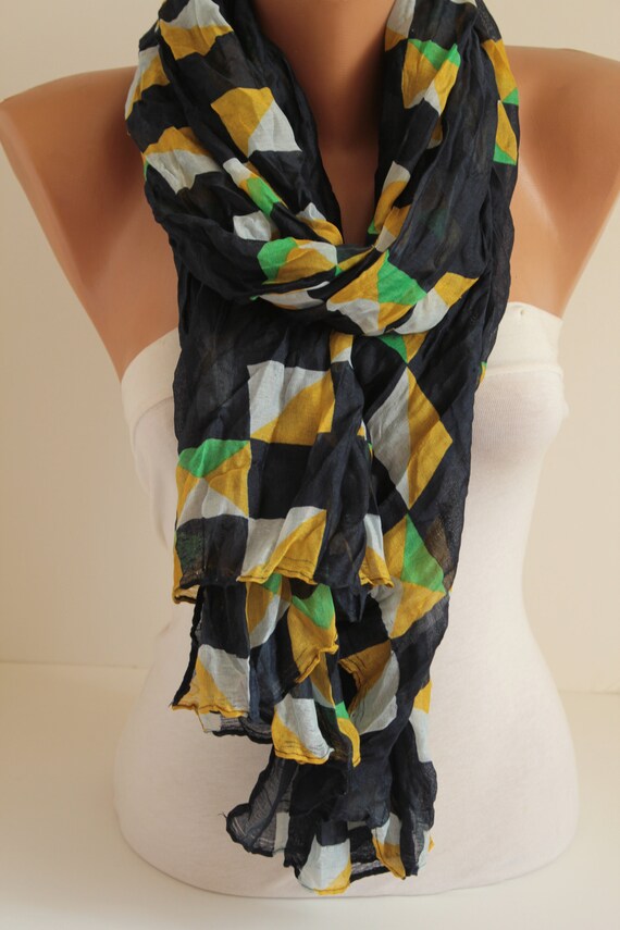 Bunte Geometrische Muster Crinkle Schal Schal Geschenkideen Etsy