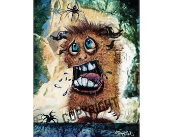 Fuzzy & Loud Monster Art Print, Whimsical, Leesa Link Illustration Poster