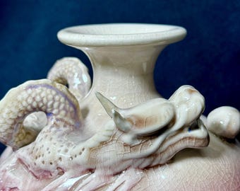 Vintage Coiled Dragon Vase Drip Glaze Porcelain Pottery