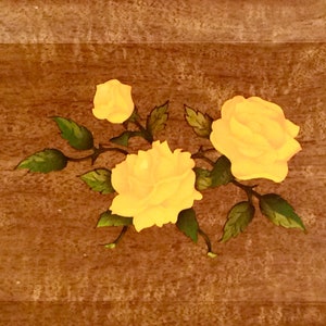 Yellow Rose Retro Hasko Serving Trays 6pc Set Flower Design, 1940s-1950s Kitchen Entertaining Trays 16x8, Mid Century image 5