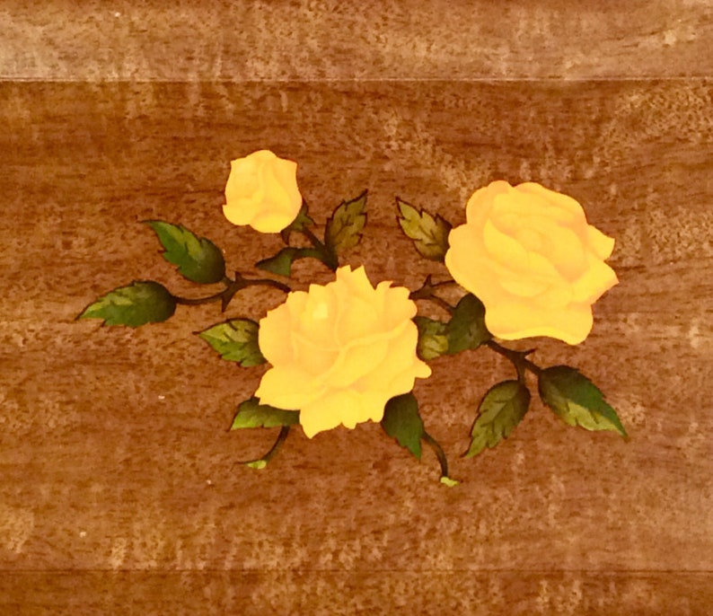 Yellow Rose Retro Hasko Serving Trays 6pc Set Flower Design, 1940s-1950s Kitchen Entertaining Trays 16x8, Mid Century image 5