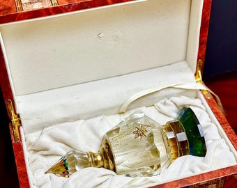 Faceted Crystal Perfume Bottle: Gem Tone Dabber in Lacquered Wood Gift Box