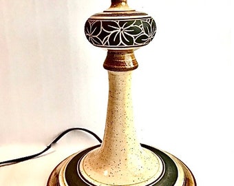 Artisan Pottery Lamp MS Artist Signed Michael Scrivens Clay Designs