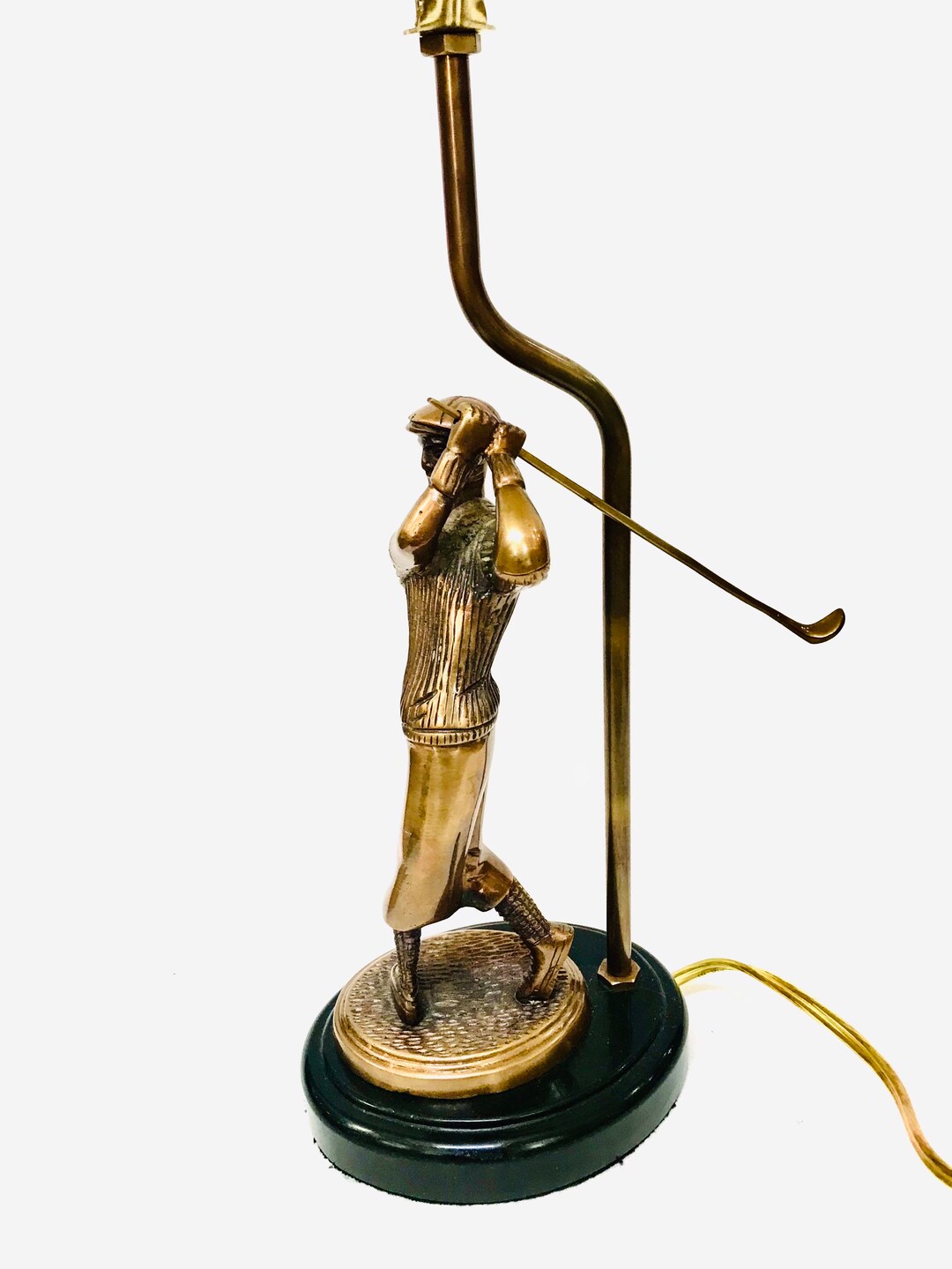 Brass Golfer Figural Lamp Golf Statue, Vintage Bombay Co Brass Home