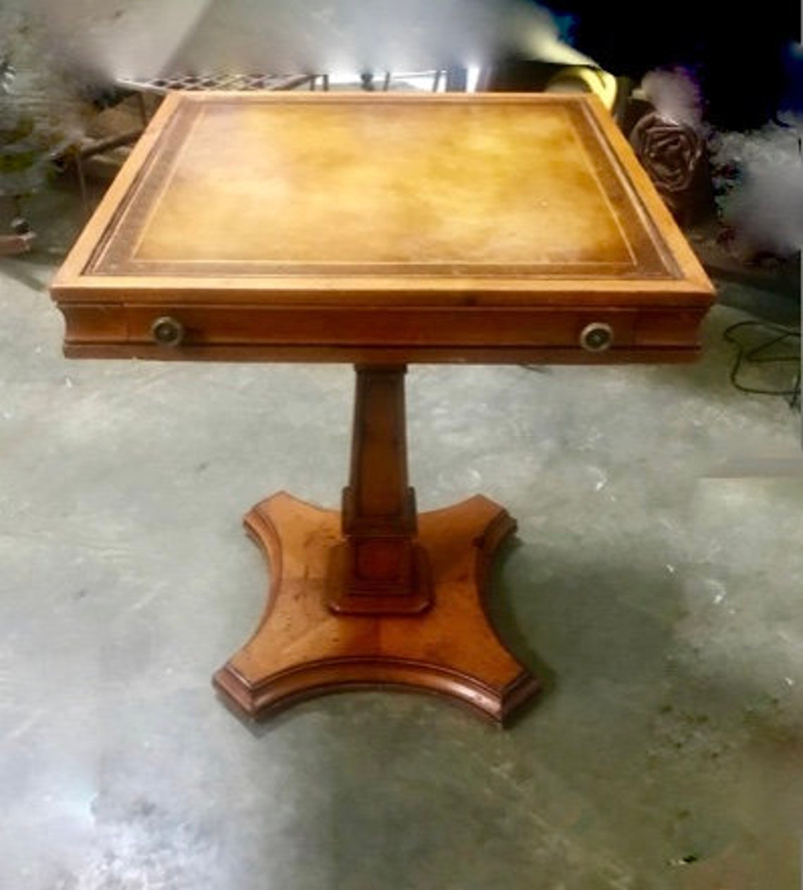 Leather Top Accent Table Weiman Tables Heirloom Quality Etsy