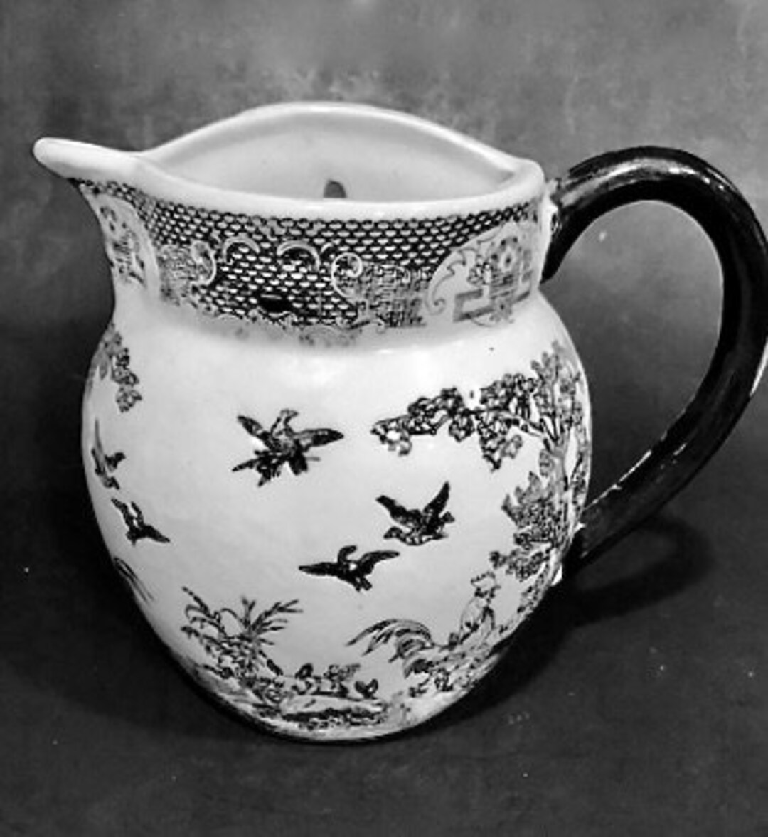 Vintage Transfer Ware WALL POCKET VASE Black and White Hanging Etsy