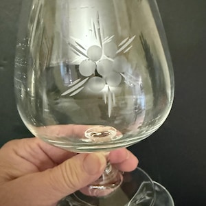 Set of 4 Etched Brandy Snifters, Vintage 20 oz Stemware/Glassware