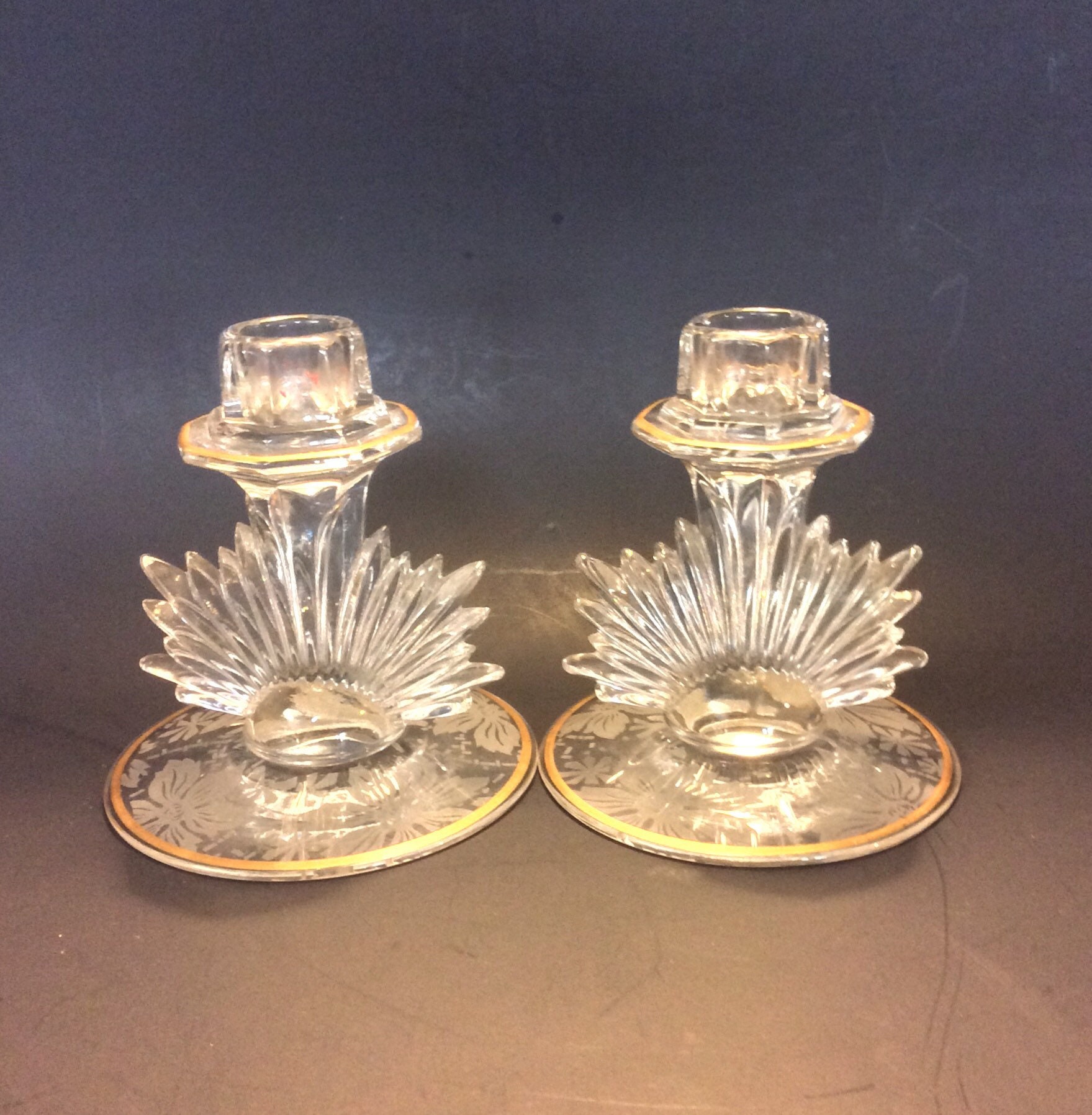 Antique Depression Glass Candle Holders