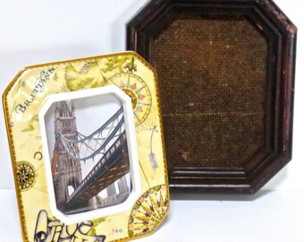 Juego de marcos de fotos pequeños vintage sin igual, de porcelana Wedgewood y Atlas Britannia & British Registered Design,