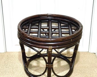Vintage Bentwood Rattan Footstool, Mis Century Rustic Home Decor