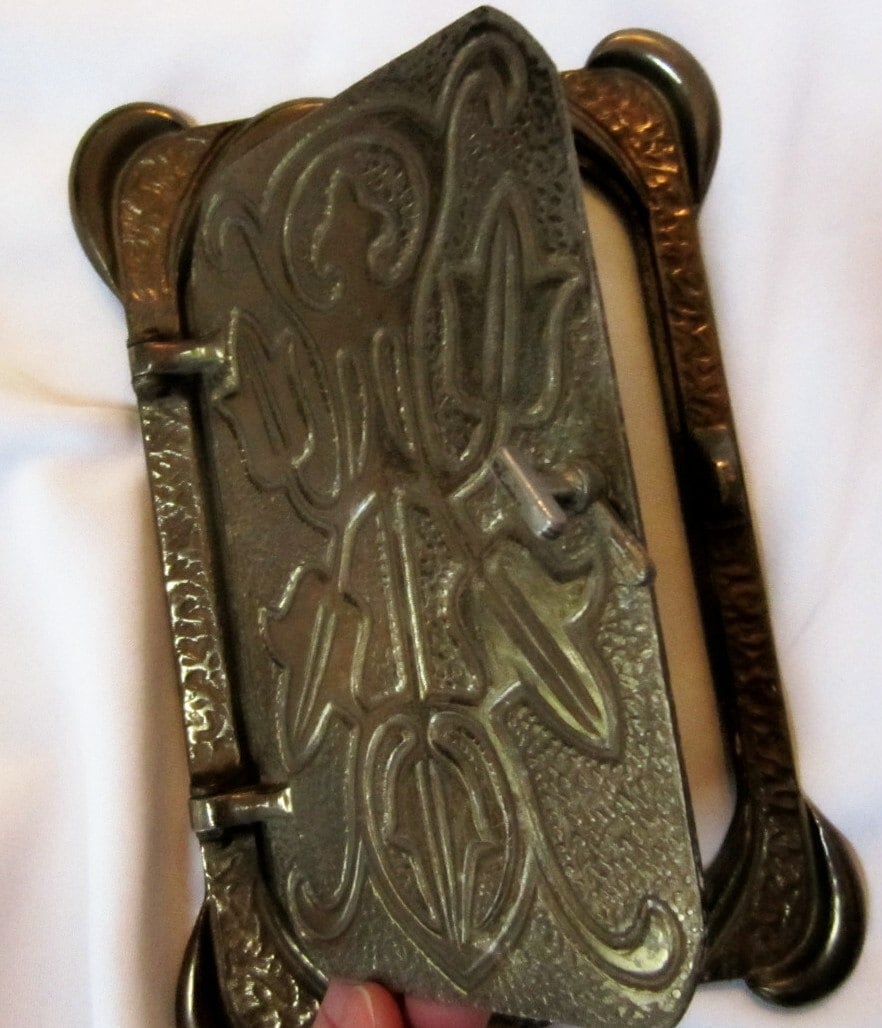 Door Hardware Vintage Solid Brass Peep Hole Latch Cover Plate Etsy