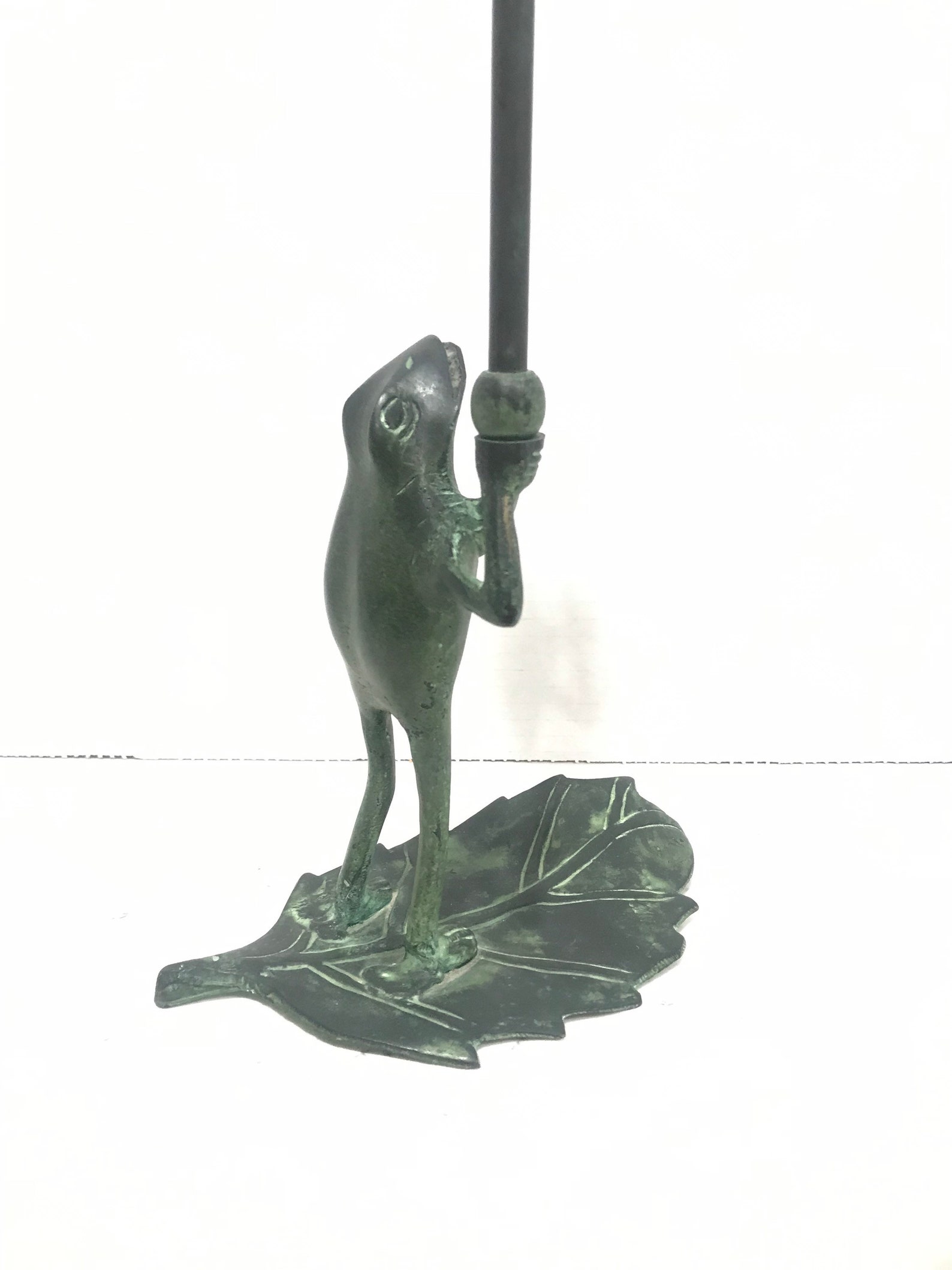 Tall Standing Frog Candlestick Holder on Leaf 12in Cast Metal Etsy
