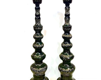 Black Etched Brass 19in Metal Candle Holders Baroque Home Decor