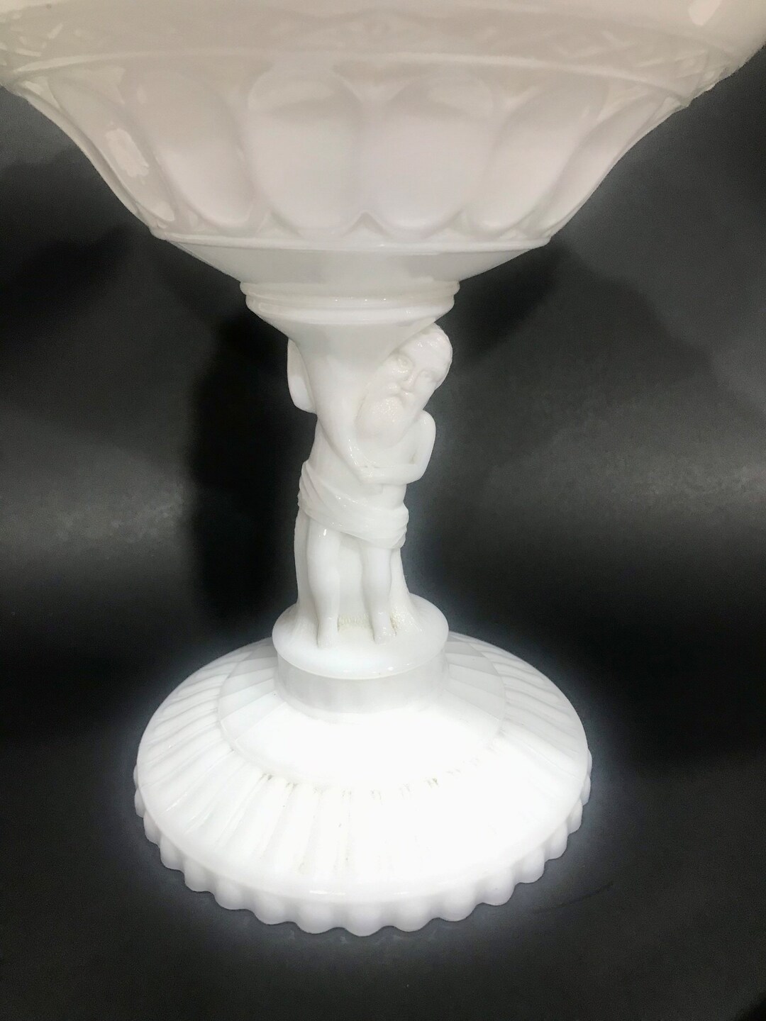 Vintage Milk Glass Compote Bowl ATTERBURY Bearded Atlas Etsy