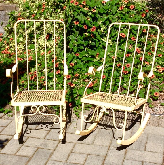 Rare Set Child S Rocking Chairs Wrought Iron With Etsy