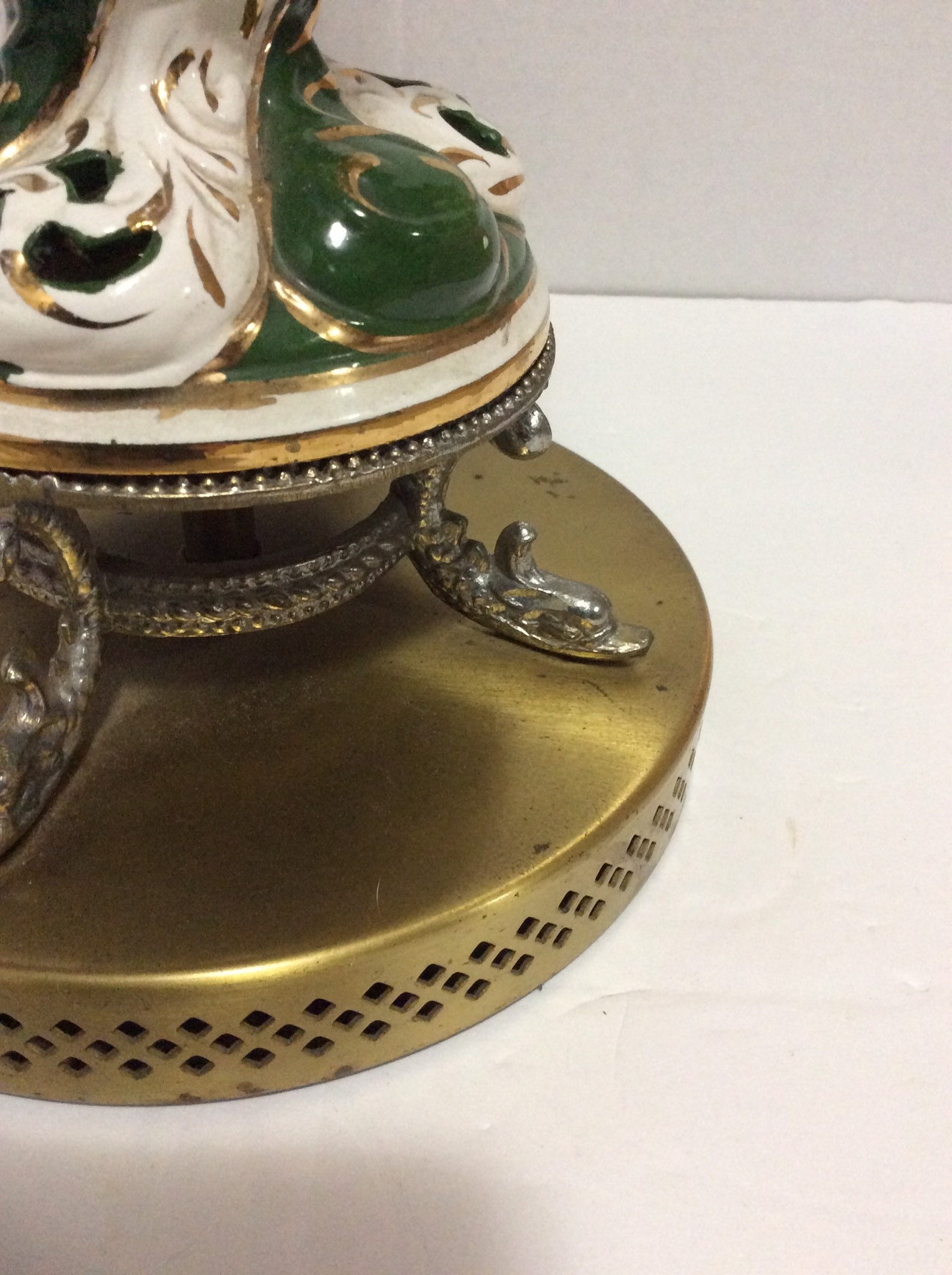 Vintage Capodimonte Table Lamp Porcelain With Brass Dolphin Etsy