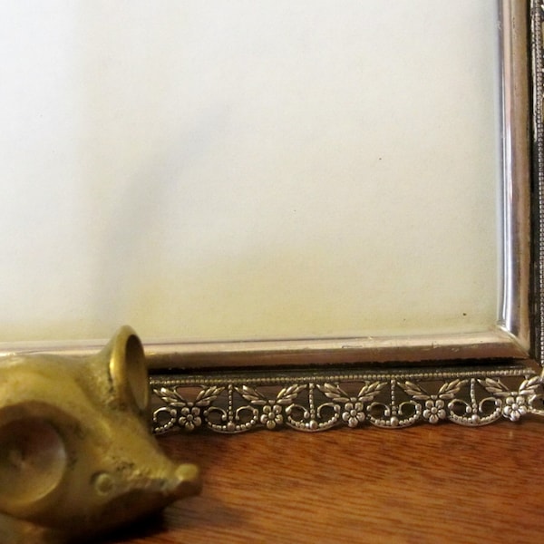 Vintage Frame Silver Tone Filigree 8x10, 1950s decor, Romantic Cottage, Victorian