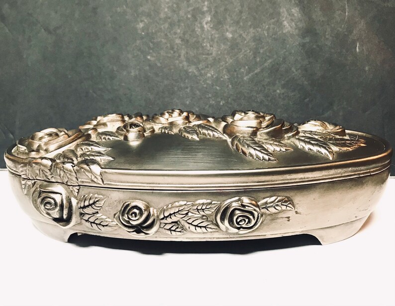 Godinger Keepsake Jewelry Box Silver Roses Trinket Box Etsy