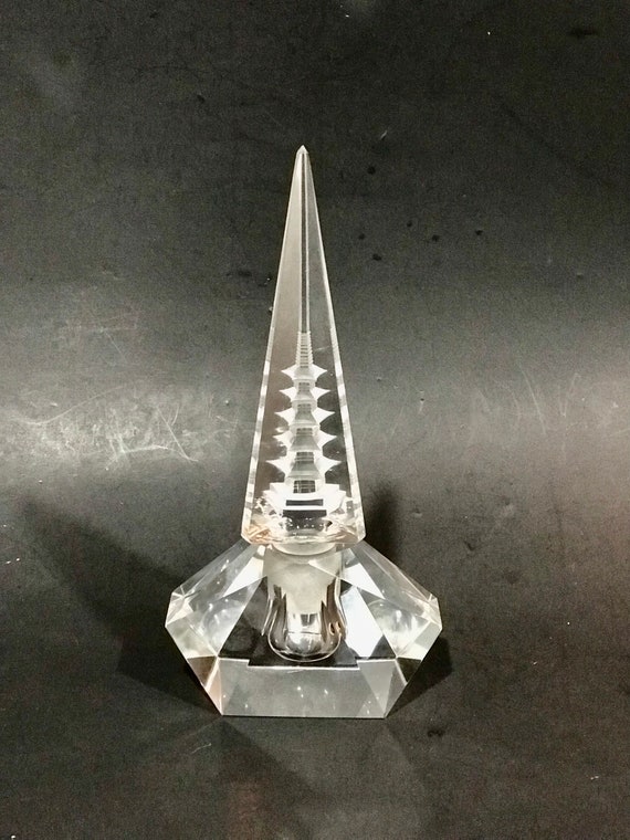 Vintage HOYA Pagoda 8in Perfume Bottle Cut Crystal