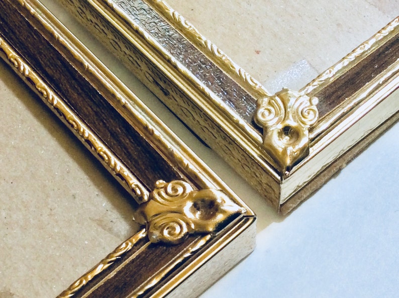 Mid Century UNISEX Vintage 8x10 Frames Set of 2 Faux Wood Grain Gold Tone