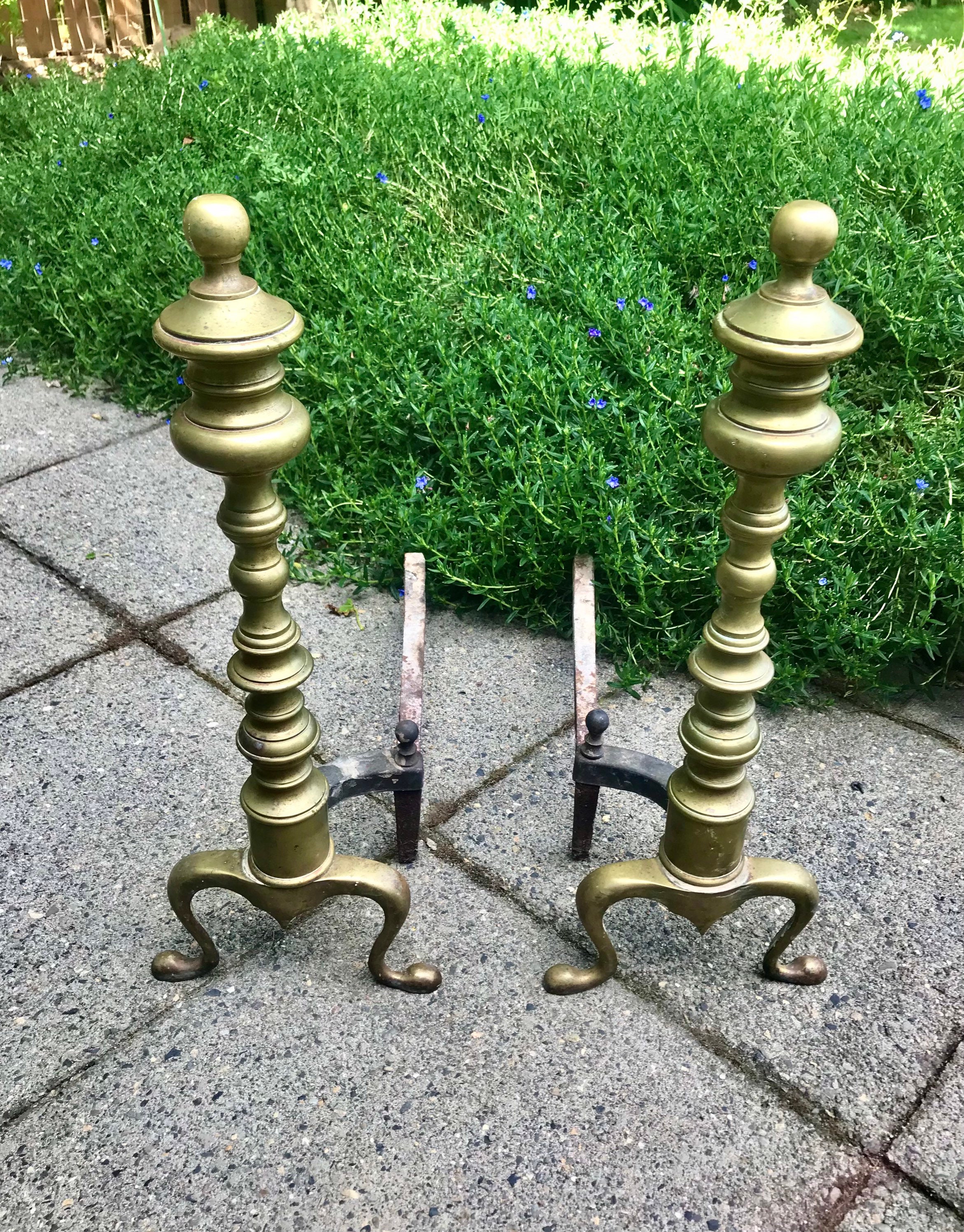 21in Brass Andirons 