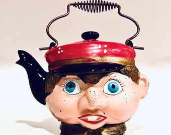 Thames Teapot Googley Eyed Anthropomorphic Boy, Mid Century Japan Collectible