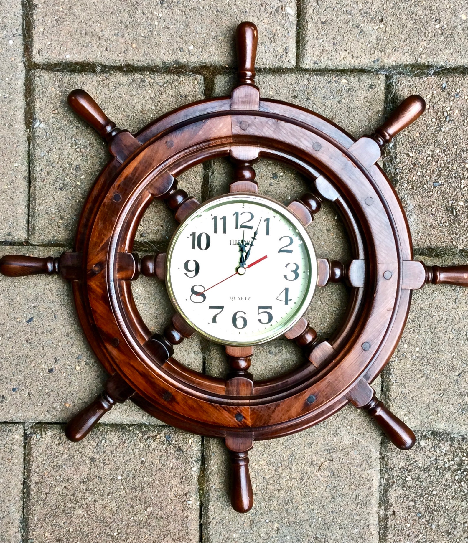 Boat Wheel Wall Clock 21 Telesonic 6 Quartz Clock Etsy