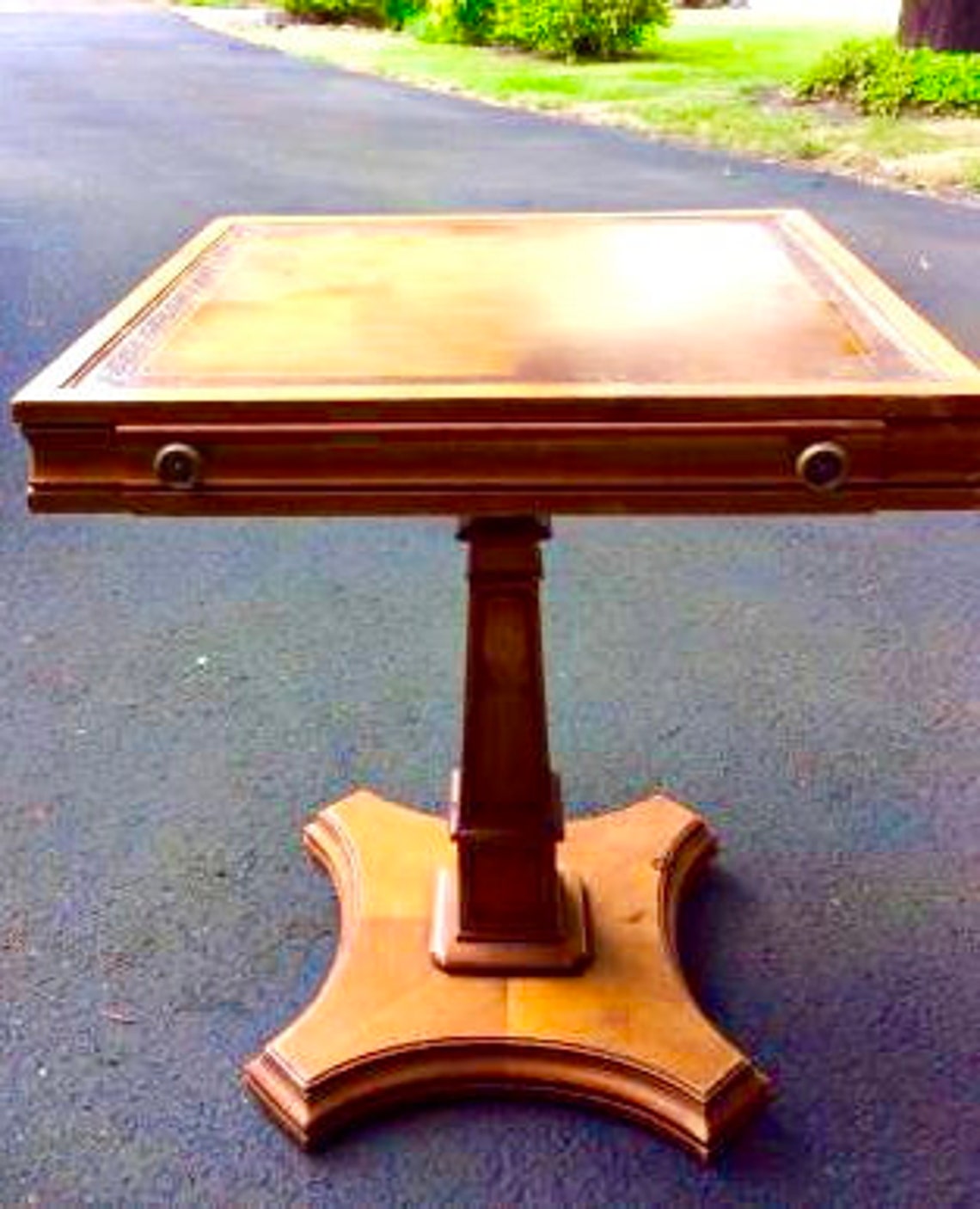 Leather Top Accent Table Weiman Tables Heirloom Quality Etsy