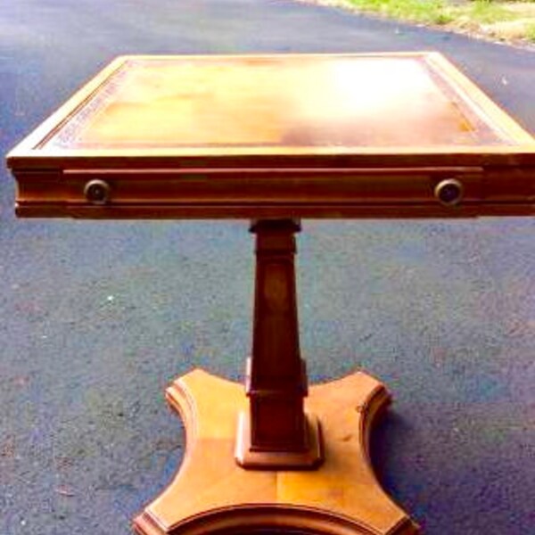 Antique Pedestal Game Table Etsy