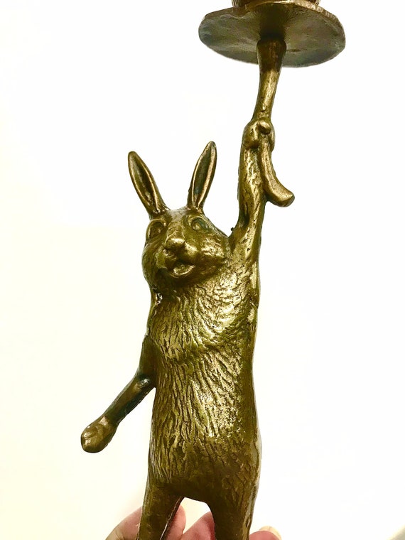 Standing BRASS RABBIT Candle Holder SPI Int'l Rabbit Etsy