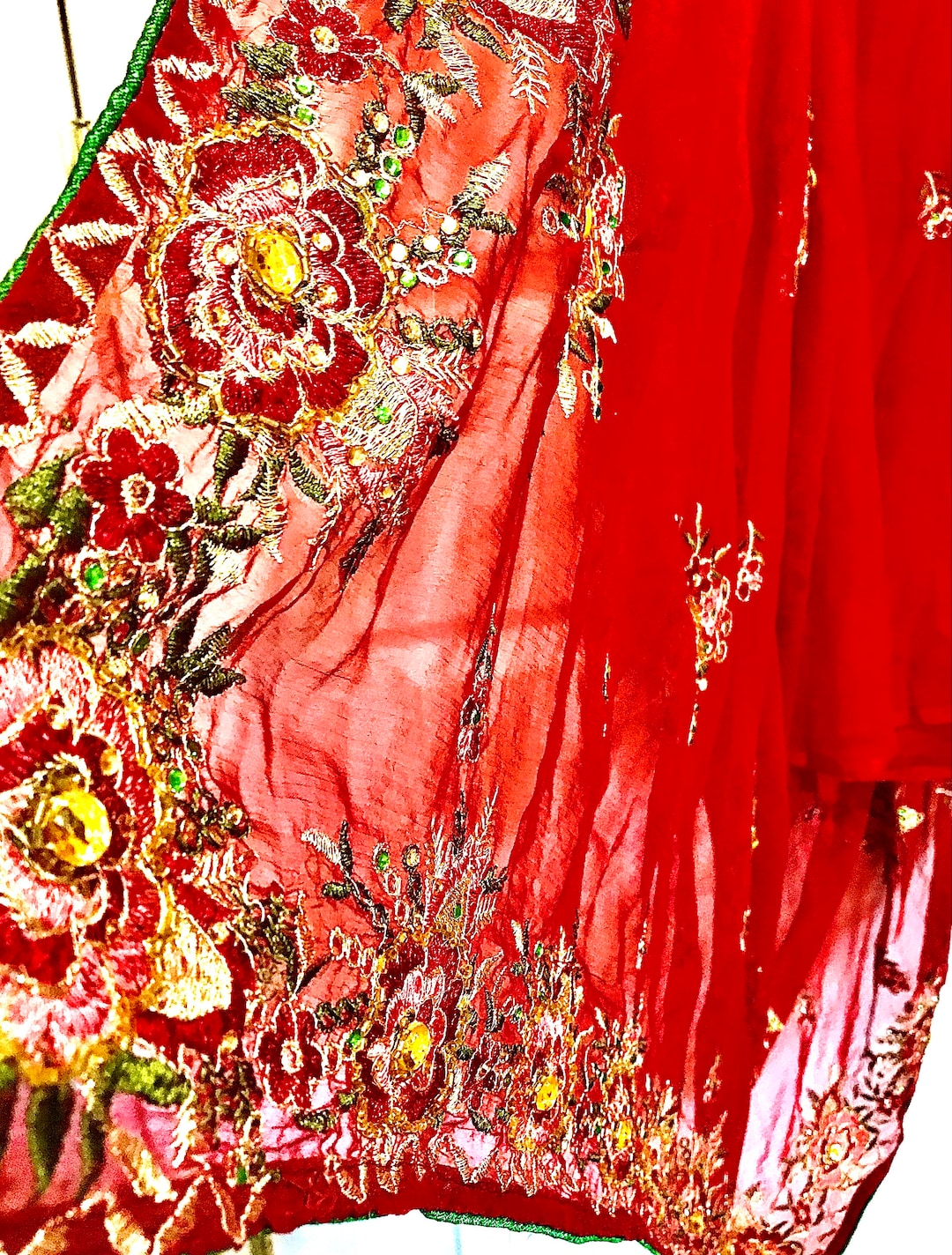 Vermillion Festive Red Embroidered Saree main image 1