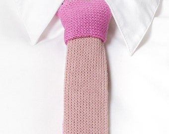 Cravate: Nœud de contraste rose (fait à la main et édition limitée)