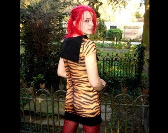 Tiger print sailor dress, punk, psychobilly, riot girl, pin-up....HALLOWEEN rockabilly