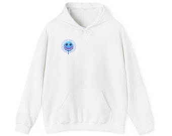 Dripping Smiley Hoodie | White Pullover Sweatshirt with Summer Vibes