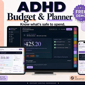 ADHD Budget Planner App | Paycheck Budget, Bill Tracker, Debt Tracker, Spending & Savings | Calm Budget Dashboard, Offline, No Subscription