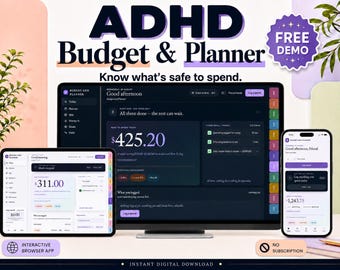 ADHD Budget Planner App | Paycheck Budget, Bill Tracker, Debt Tracker, Spending & Savings | Calm Budget Dashboard, Offline, No Subscription