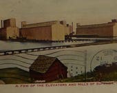 1912 Elevators and Mills of Superior WI. Undivided back. Colored photo postcard.