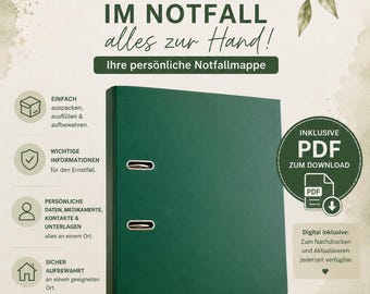 Emergency folder for home – personal emergency documents & important information | A4 binder incl. PDF