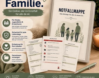Printable emergency folder | Emergency folder for the whole family | Emergency preparedness PDF | Emergency plan | Emergency documents