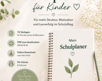 School Planner for Kids (PDF) | Study Plan | Homework Plan | Reward Schedule | Timetable | School Organization | Printable A4