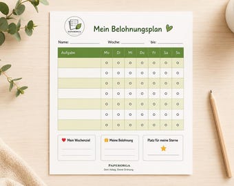 Reward chart for children - Printable PDF - With stickers and certificate - Instant download