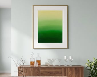 Abstrakt färgfälttryck med vårens framväxt – citrongul, smaragdgrön giclée (flera storlekar)