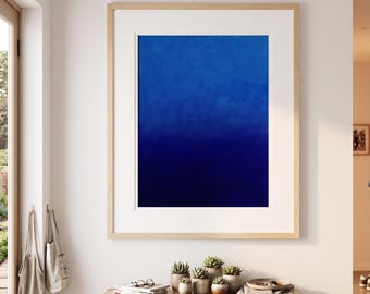 Indigo kobolt abstrakt giclée-tryck – reproduktion av akrylmålning (flera storlekar)