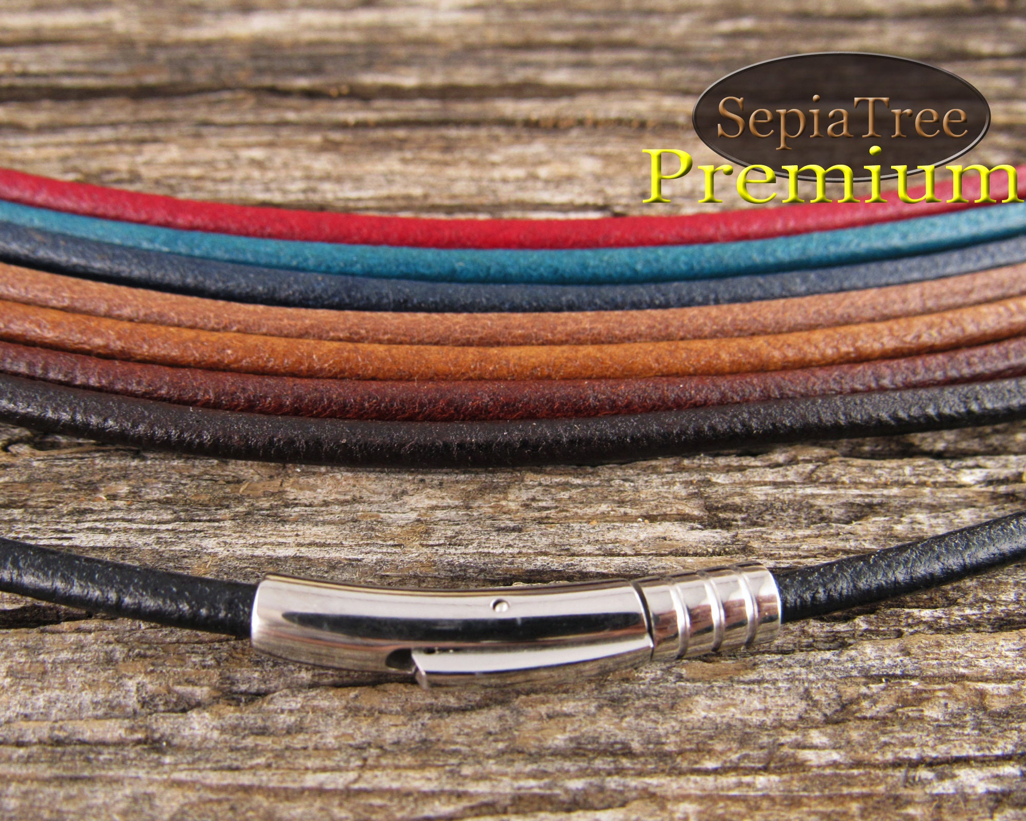 Premium Quality 3mm Leather Necklace With Stainless Steel Bayonet Cla…