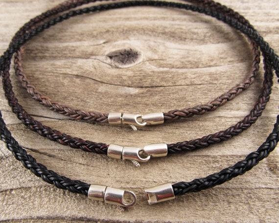 4mm Braided Leather Cord Necklace With 